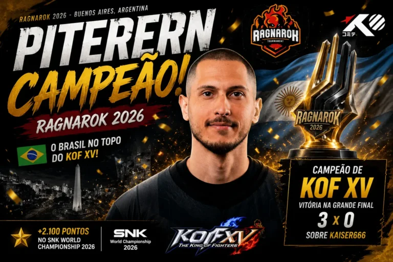 PiterErn é campeão do Ragnarok 2026 e coloca o Brasil novamente no topo do KOF XV